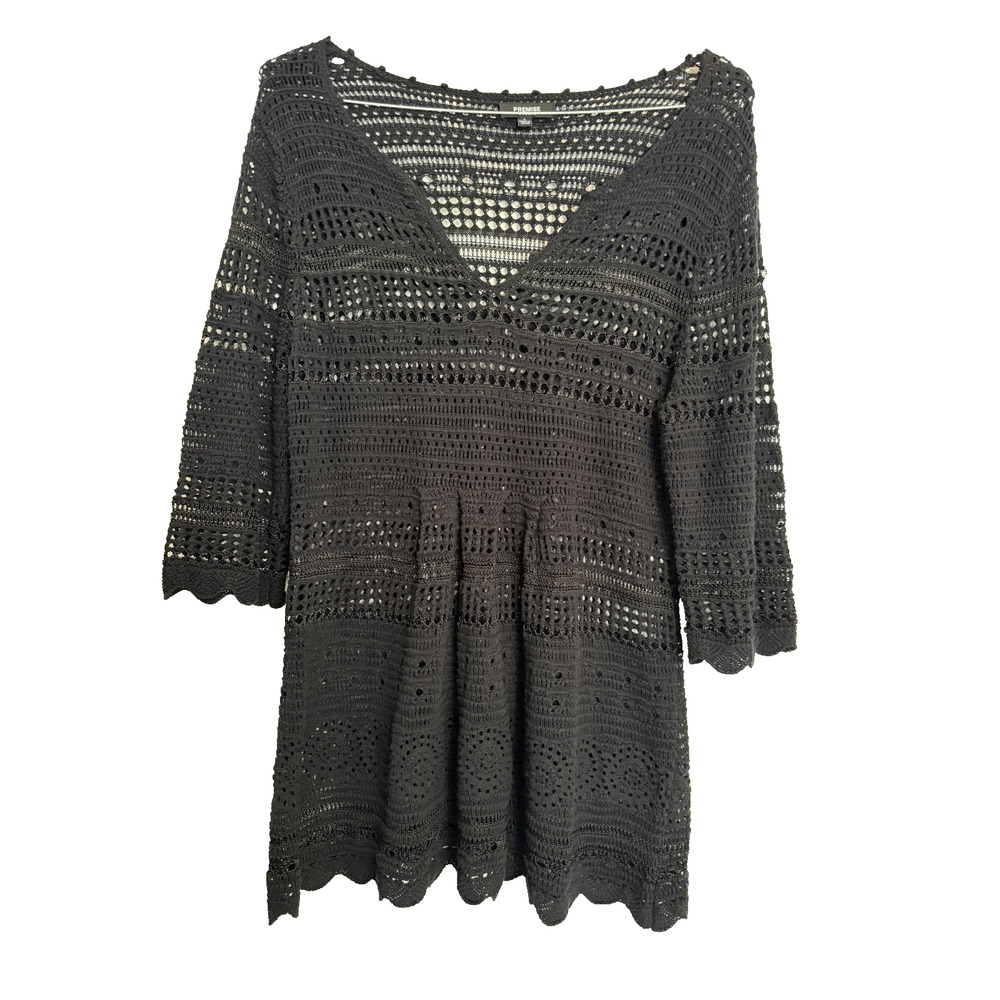 Crochet Tunic L Cotton Blend Whimsigoth Beachy Vacation Witchy Premise Studio